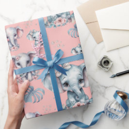 Niedlicher Elefantendruck auf rosa Hintergrund Geschenkpapier
