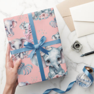 Niedlicher Elefantendruck auf rosa Hintergrund Geschenkpapier