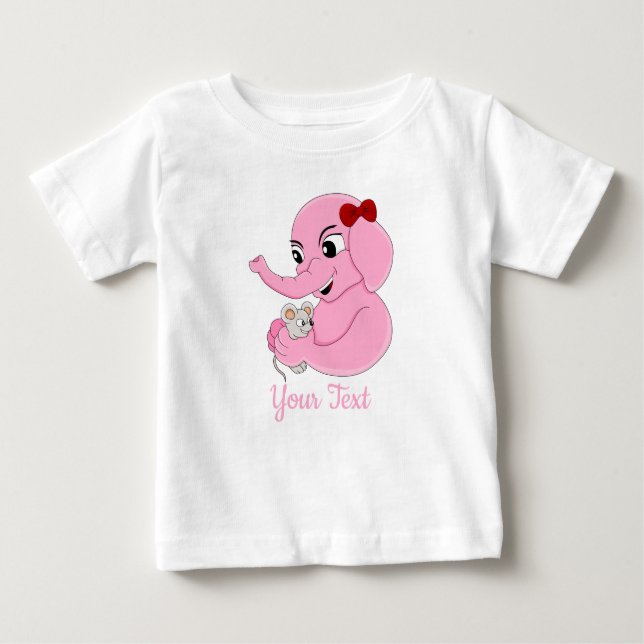 Niedlicher Elefantenmädchen Cartoon Baby T - Shirt (Vorderseite)