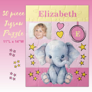 Niedlicher Elefantenname Foto Rosa Gelbe Kinder Puzzle
