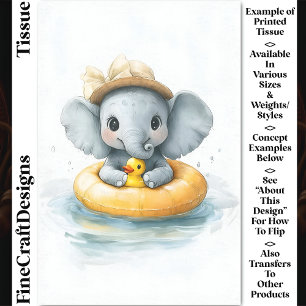 Niedlicher Elefantenring & Duck CW1 Decoupage Seidenpapier