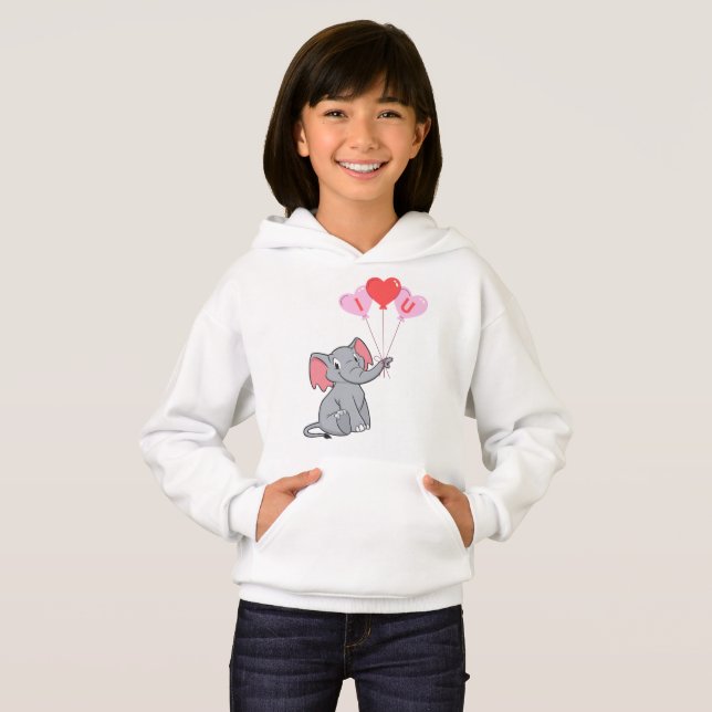 Niedlicher Elefantenvalentin Hoodie (Vorne ganz)