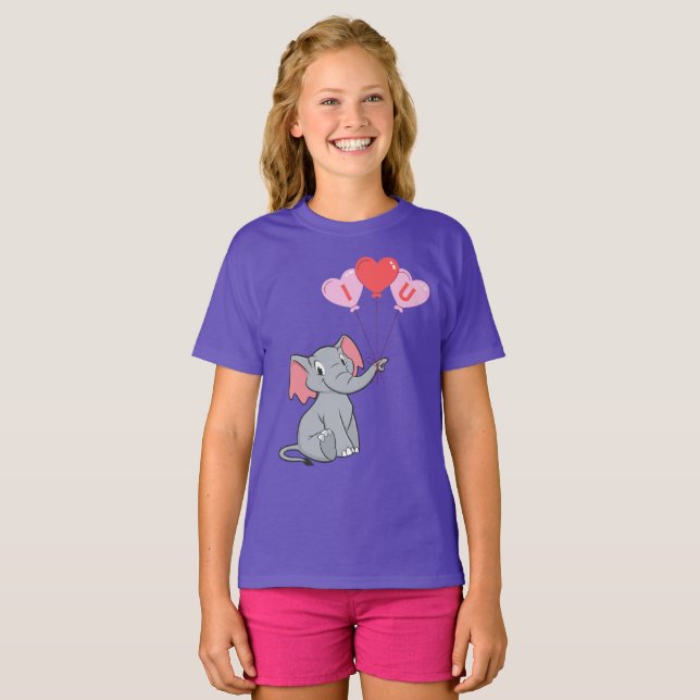 Niedlicher Elefantenvalentin T-Shirt (Vorne ganz)