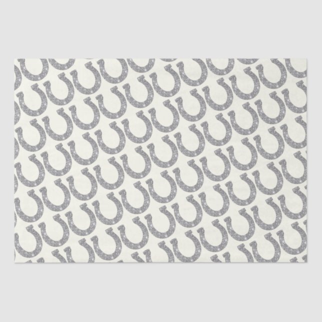 Niedlicher Elegant Glam Horseshoe Silver Glitzer Seidenpapier (Vorderseite)