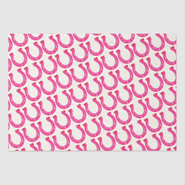 Niedlicher Eleganter Glam Horseshoe Pink Glitzer Seidenpapier (Vorderseite)