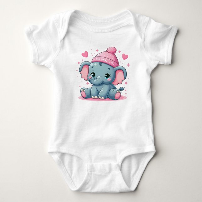 Niedlicher Elephant Baby Bodysuit Strampler (Vorderseite)