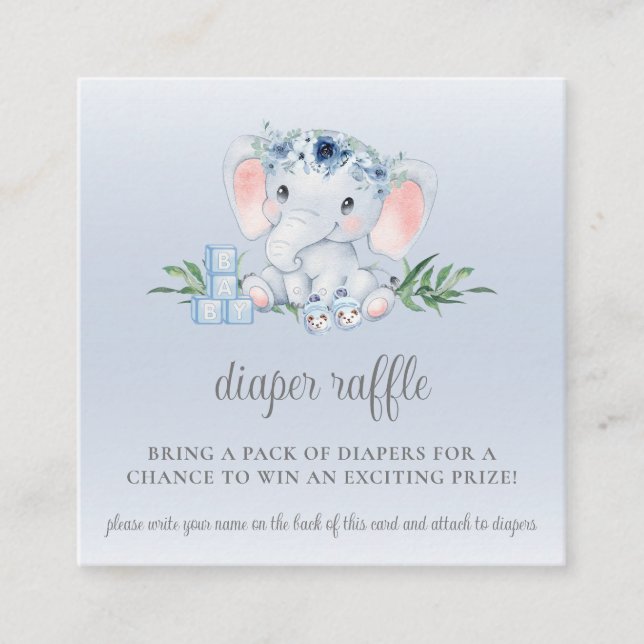 Niedlicher Elephant Baby Boy Babydusche Windelwann Begleitkarte (Vorderseite)