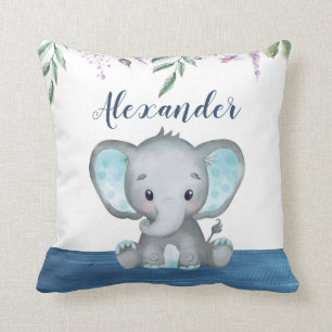 Niedlicher Elephant Baby Boy Individuelle Name Blu Kissen