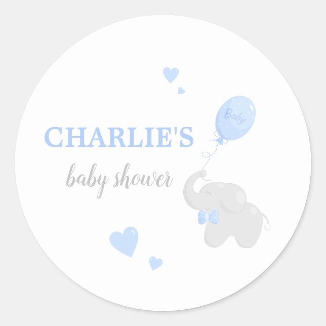 Niedlicher Elephant Baby Shower Boy Sticker (Vorderseite)