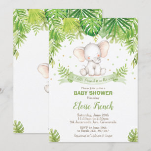 Niedlicher Elephant Baby Shower Jungle Animals Boy Einladung