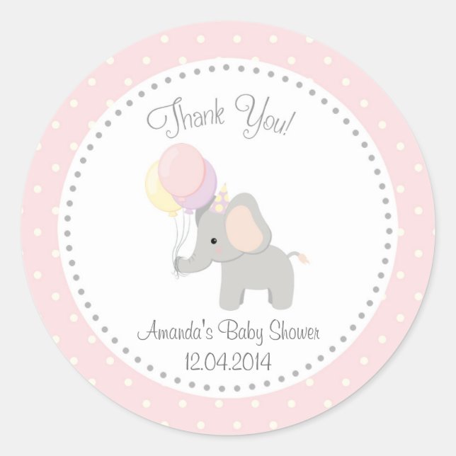 Niedlicher Elephant Baby Shower Sticker (Vorderseite)