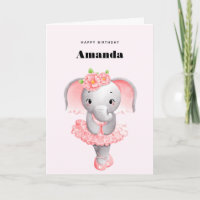 Niedlicher Elephant Ballerina Pink & Grau Geburtst