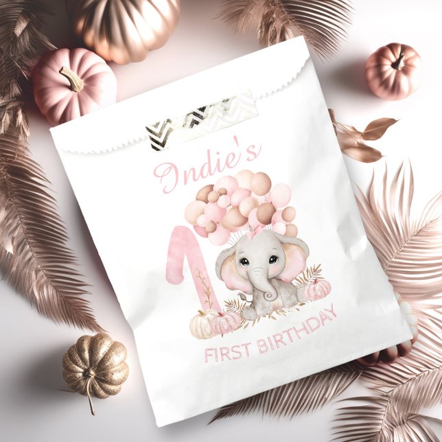 Niedlicher Elephant Fall Girl Gunst Bag Geschenktütchen (First Birthday Cute Elephant Fall Girl Favor Bag)