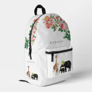 Niedlicher Elephant & Giraffe Individuelle Name Bedruckter Rucksack