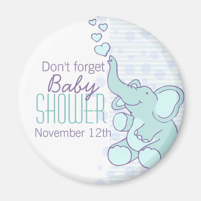 Niedlicher Elephant-Herz-Babyduschmagnet Magnet (Vorne)