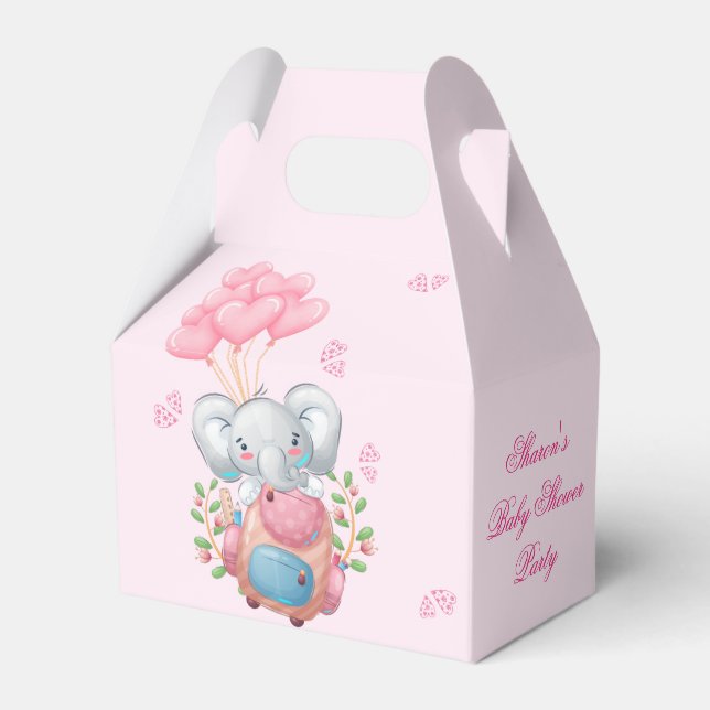 Niedlicher Elephant und Balloon Baby Shower Fevor  Geschenkschachtel (Vorderseite)