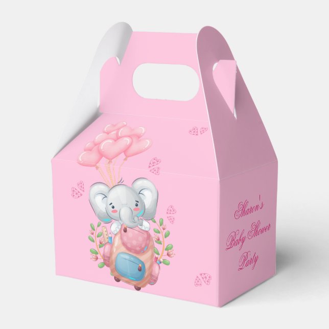 Niedlicher Elephant und Balloon Baby Shower Fevor  Geschenkschachtel (Vorderseite)