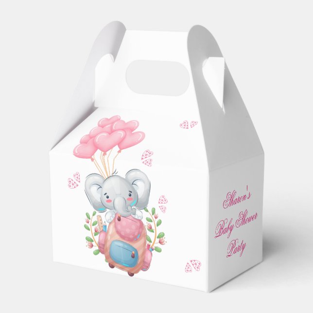 Niedlicher Elephant und Balloon Baby Shower Fevor  Geschenkschachtel (Vorderseite)