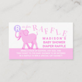 Niedlicher Elephant-Windeln-Raffle-Ticket in Rosa Begleitkarte