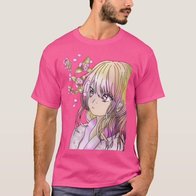 Niedlicher Elf Druid mit Sakura T-Shirt (Vorderseite)
