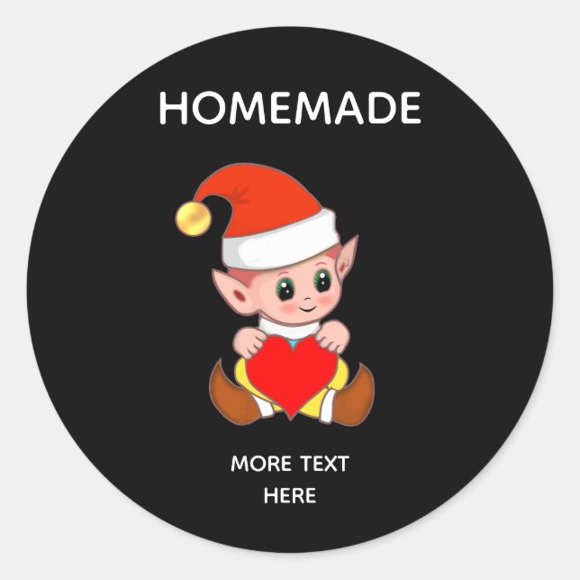 Niedlicher Elf und hausgemachte klassische Rundauf Runder Aufkleber (Vorderseite)