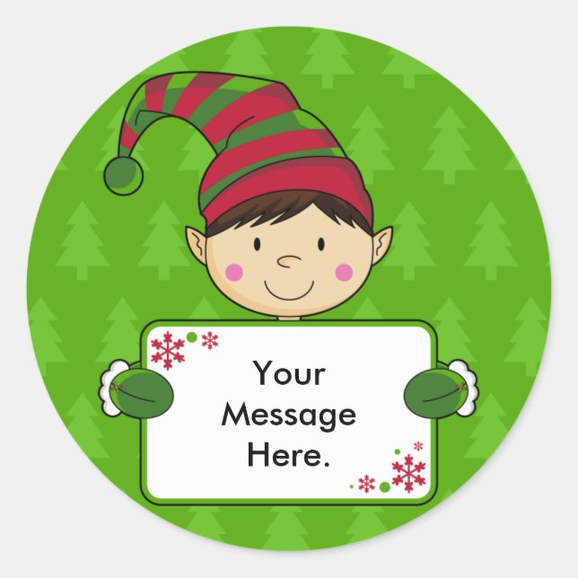 Niedlicher Elf Weihnachtsgeschenk Tag Sticker (Vorderseite)