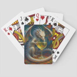 Niedlicher Elfenbein-Drache & Weiße Wein-Fantasie- Spielkarten