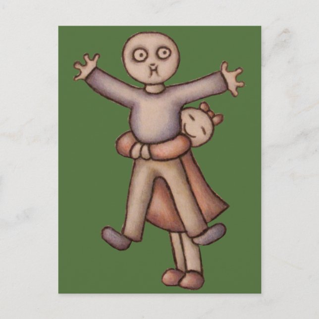 Niedlicher Emo-Cartoon der Postkarte des Girl Hugg (Vorderseite)