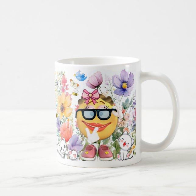 Niedlicher Emoji-Charakter Kaffeetasse (Rechts)