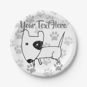 Niedlicher englischer Bull Terrier Pappteller
