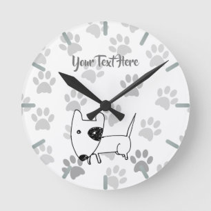 Niedlicher englischer Bull Terrier Runde Wanduhr