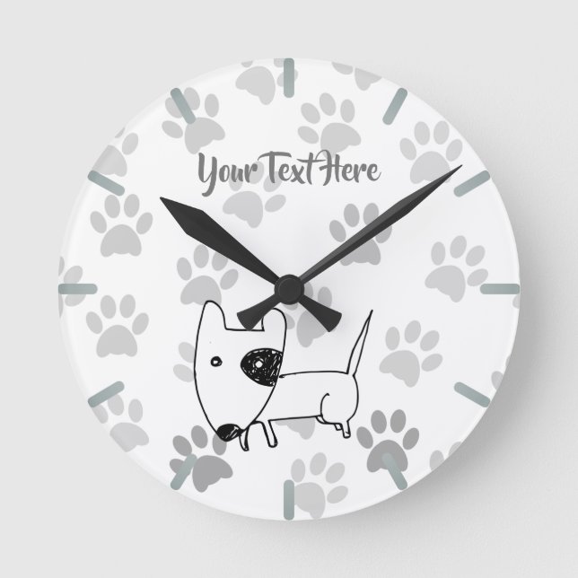 Niedlicher englischer Bull Terrier Runde Wanduhr (Vorderseite)