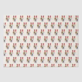 Niedlicher englischer Bulldog mit Reindeer Hat - W Seidenpapier