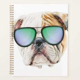 Niedlicher englischer Bulldog mit Sonnenbrille, lu Planer