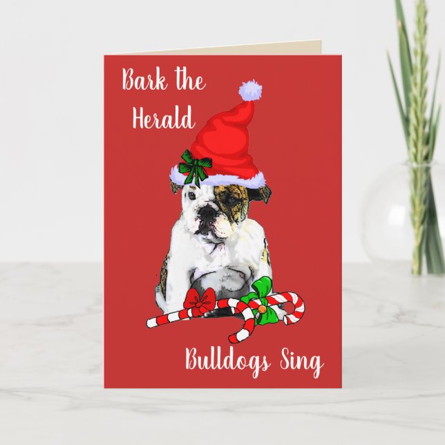 Niedlicher englischer Bulldog Weihnachtsgeschenk Feiertagskarte (Vorderseite)