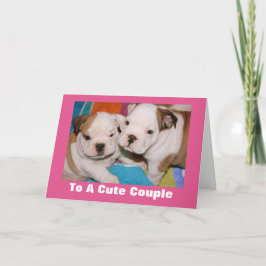 Niedlicher englischer Bulldog Welpen Valentine Feiertagskarte