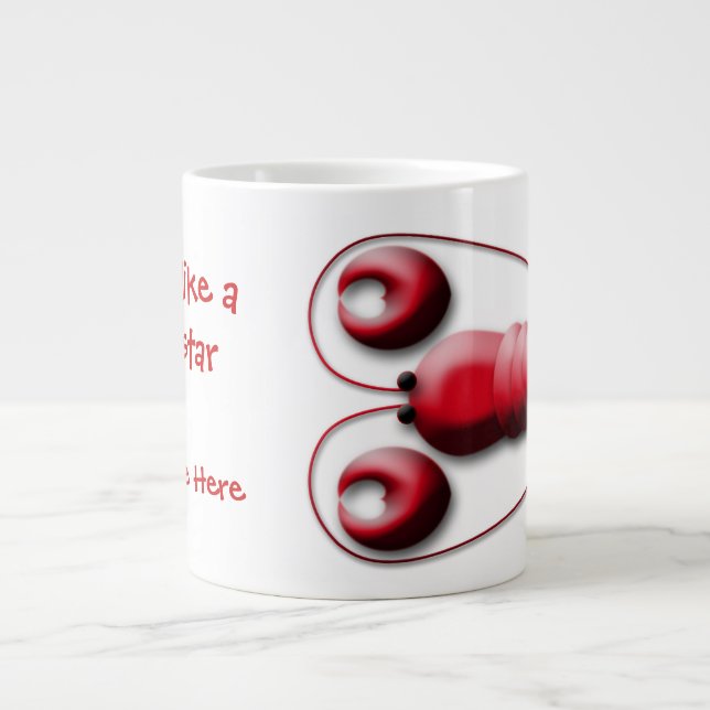 Niedlicher entzückender roter Hummerc$herz-förmige Jumbo-Tasse (Vorderseite)