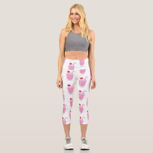Niedlicher Erdbeereis Sundae Cartoon Capri Leggings