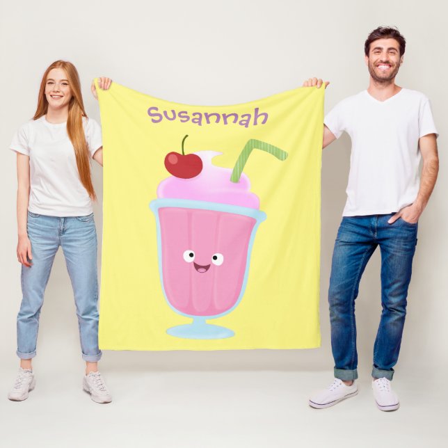 Niedlicher Erdbeereis Sundae Cartoon Fleecedecke (Beispiel)