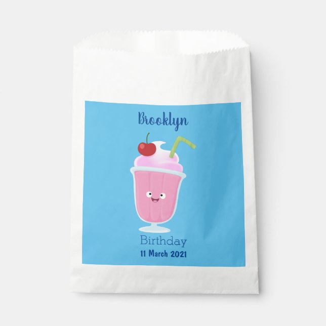 Niedlicher Erdbeereis Sundae Cartoon Geschenktütchen (Vorderseite)