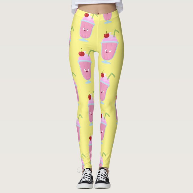 Niedlicher Erdbeereis Sundae Cartoon Leggings (Vorderseite)