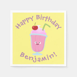 Niedlicher Erdbeereis Sundae Cartoon Serviette