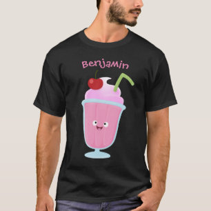 Niedlicher Erdbeereis Sundae Cartoon T-Shirt