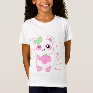 Niedlicher Erdbeerrosa Kawaii Pandabärnjapaner T-Shirt