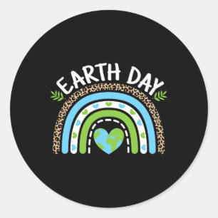 Niedlicher Erdtag Regenbogen Planet Natur Lover Fr Runder Aufkleber