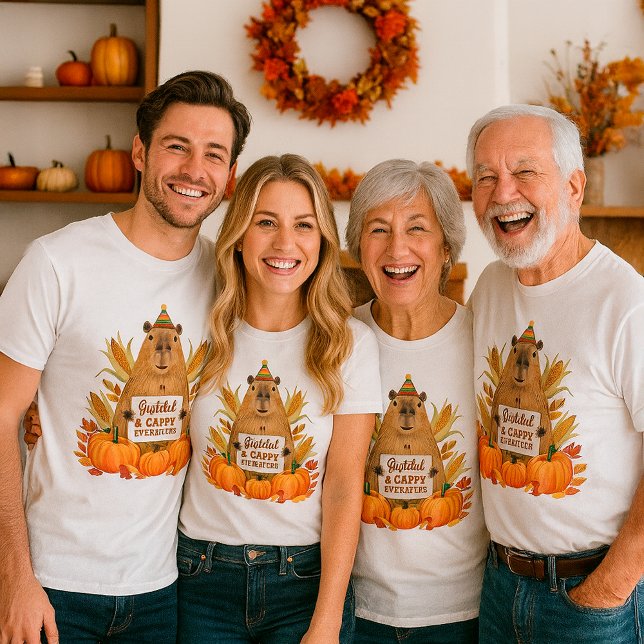 Niedlicher Erntedank Capybara "Cappy Ever After" T-Shirt (Von Creator hochgeladen)