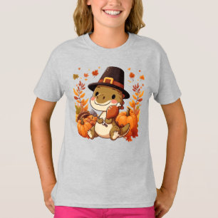Niedlicher Erntedank Dinosaurier T-Shirt