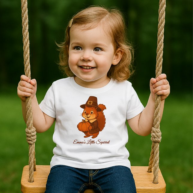 niedlicher Erntedank-Eichhörnchen Baby T-shirt (Von Creator hochgeladen)