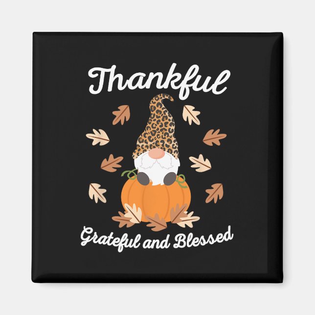 Niedlicher Erntedank Gnome Leopard Gnomes Fall Pum Magnet (Vorne)