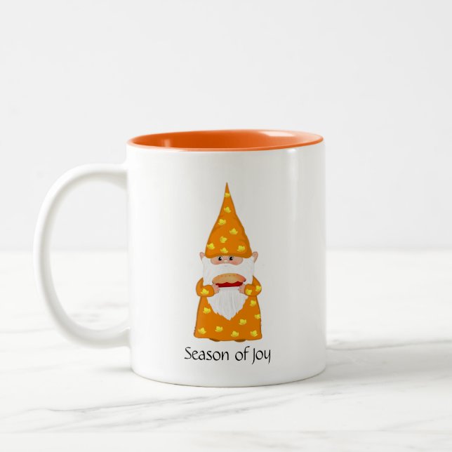 Niedlicher Erntedank Gnome Zweifarbige Tasse (Links)